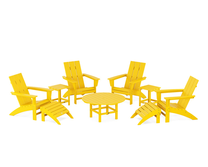 POLYWOOD® Modern Adirondack Chair 9-Piece Conversation Set