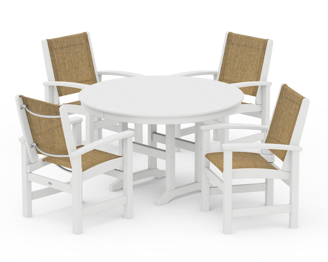 POLYWOOD® Coastal 5-Piece Round Farmhouse Dining Set
