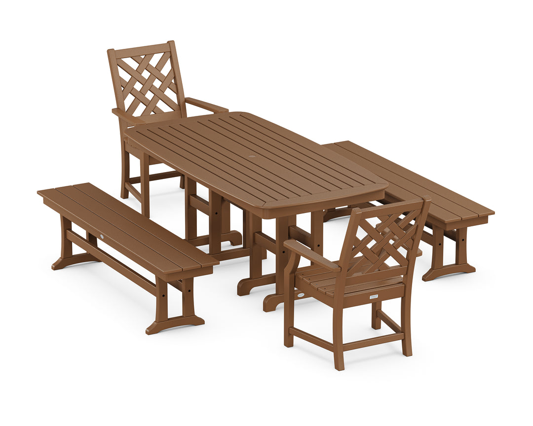 Country Living Wovendale 5-Piece Dining Set with Benches