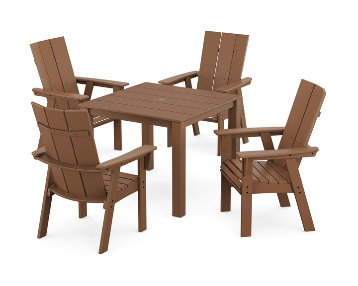 POLYWOOD® Modern Curveback Adirondack 5-Piece Parsons Dining Set