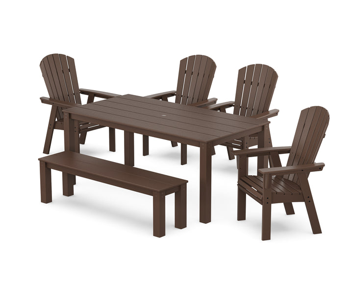 POLYWOOD® Nautical Curveback Adirondack 6-Piece Parsons Dining Set with Bench