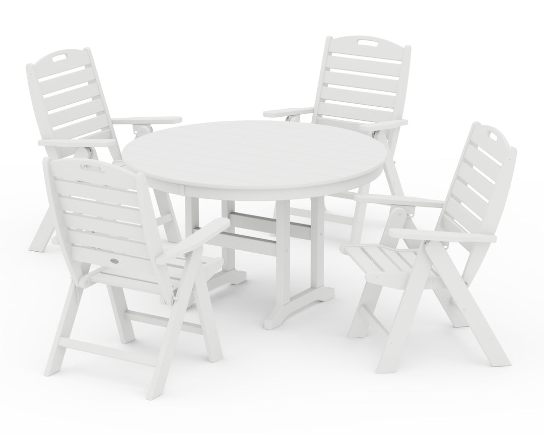 POLYWOOD® Nautical Folding Chair 5-Piece Round Farmhouse Dining Set