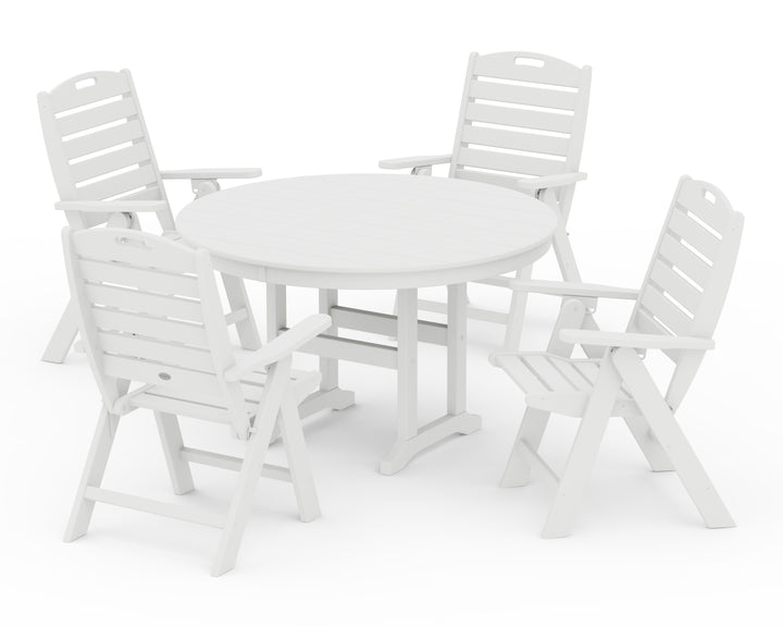 POLYWOOD® Nautical Folding Chair 5-Piece Round Farmhouse Dining Set