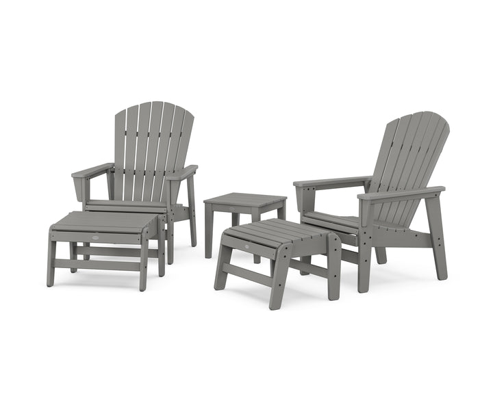 POLYWOOD® 5-Piece Nautical Grand Upright Adirondack Set with Ottomans and Side Table