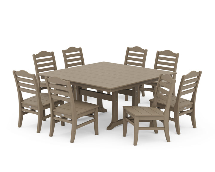 POLYWOOD® Savannah Side Chair 9-Piece Square Farmhouse Dining Set with Trestle Legs