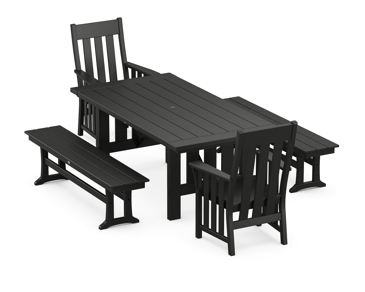 Acadia 5-Piece Dining Set with Benches