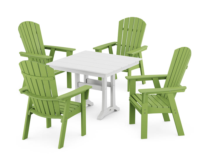 POLYWOOD® Nautical Adirondack 5-Piece Farmhouse Dining Set With Trestle Legs