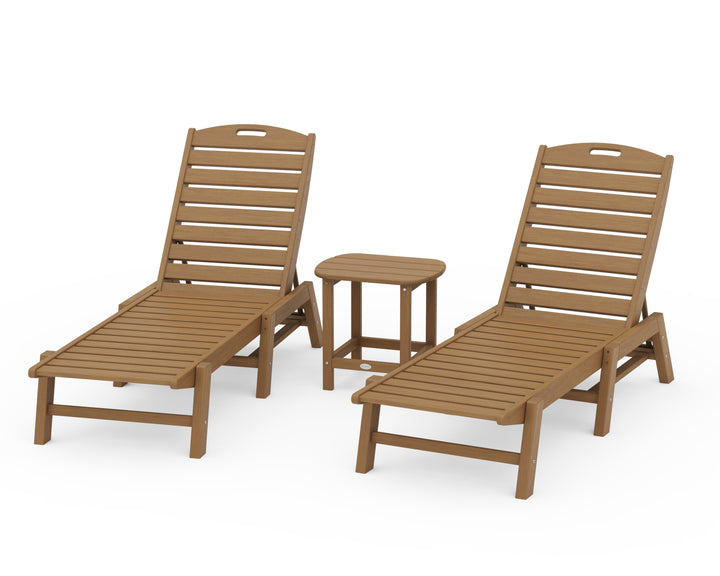 POLYWOOD® Nautical 3-Piece Chaise Lounge Set with South Beach 18" Side Table