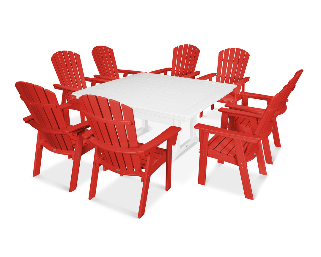 POLYWOOD® Nautical Adirondack 9-Piece Trestle Dining Set