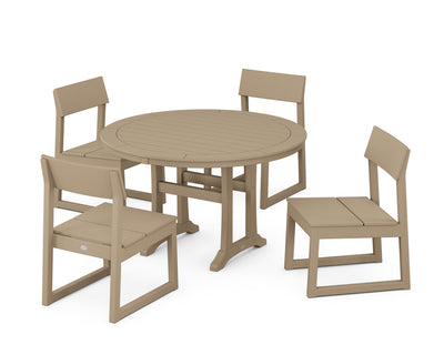 EDGE Side Chair 5-Piece Round Dining Set With Trestle Legs