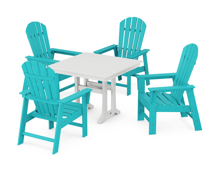 POLYWOOD® South Beach 5-Piece Farmhouse Dining Set With Trestle Legs
