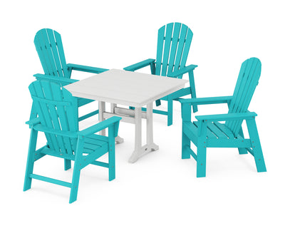 South Beach 5-Piece Farmhouse Dining Set With Trestle Legs