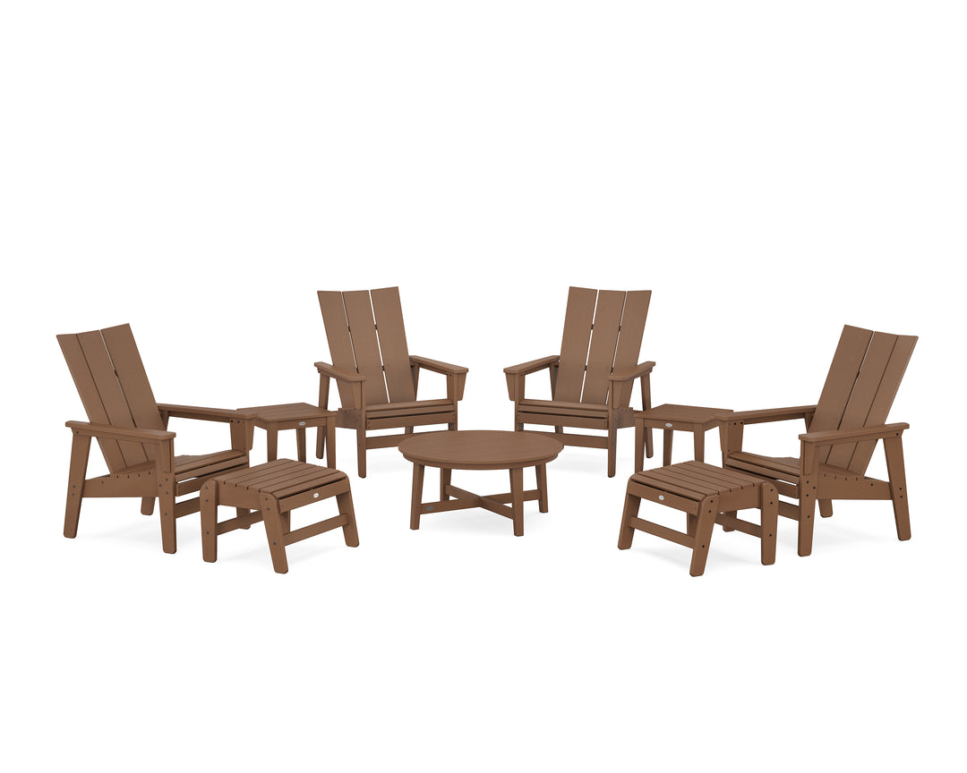 POLYWOOD® Modern Grand Upright Adirondack 9-Piece Conversation Set