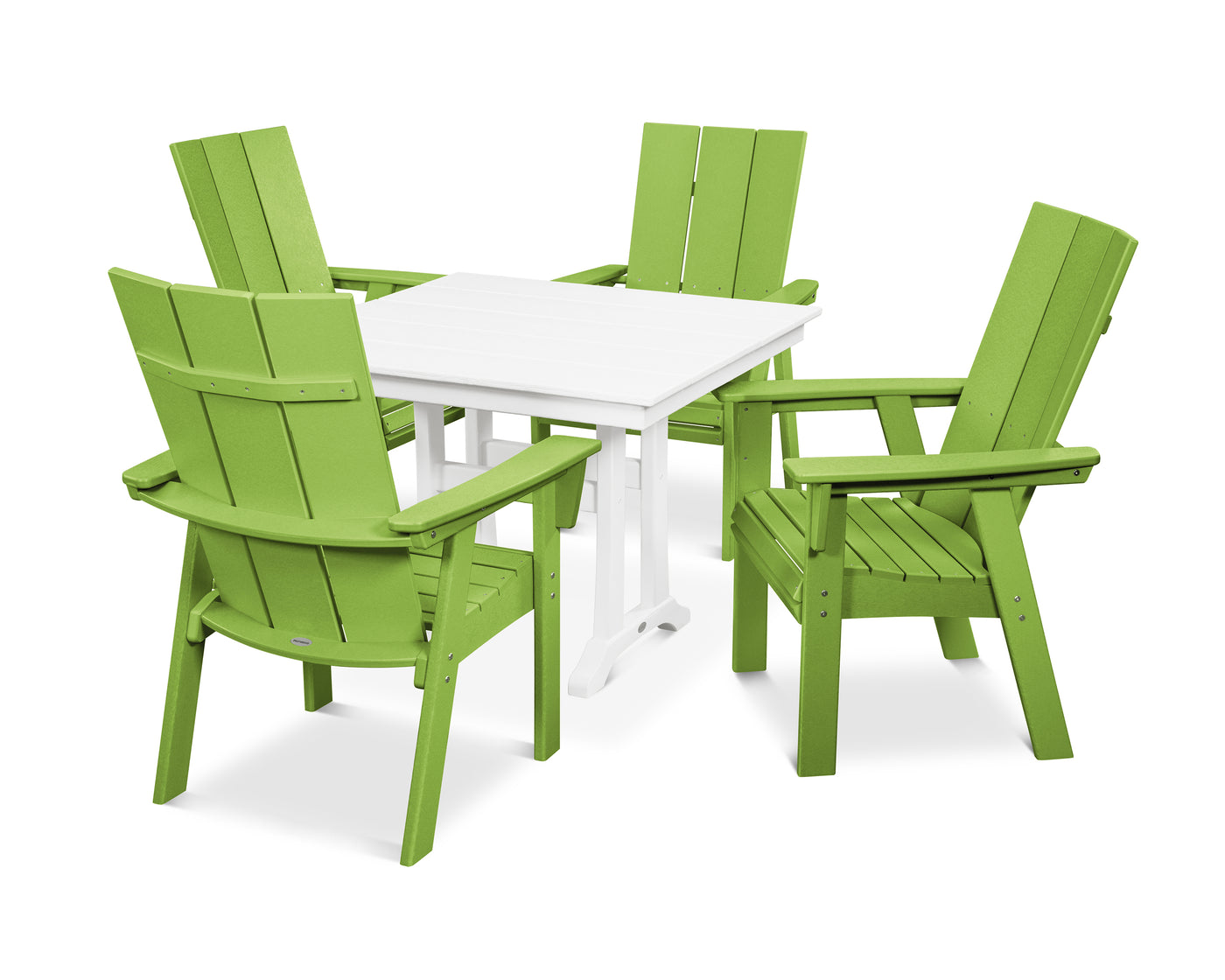 Modern Curveback Adirondack 5-Piece Farmhouse Trestle Dining Set