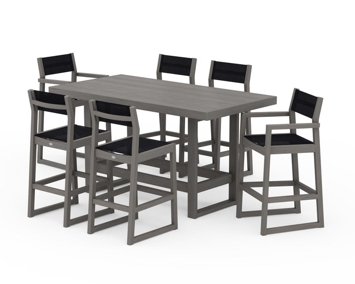 POLYWOOD® EDGE Sling 7-Piece Bar Table Set