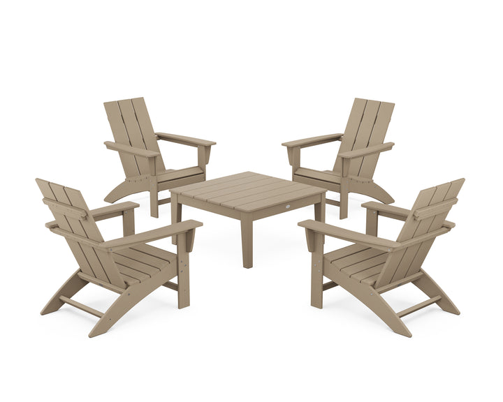 POLYWOOD® 5-Piece Modern Adirondack Chair Conversation Set with 36" Conversation Table