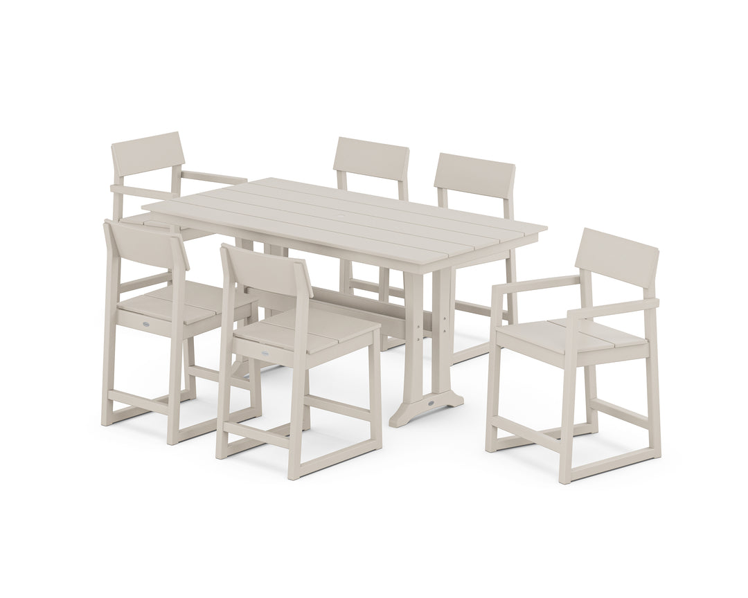 POLYWOOD® EDGE 7-Piece Farmhouse Counter Set with Trestle Legs
