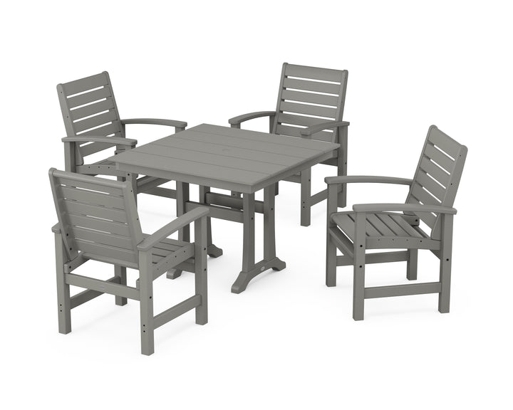 POLYWOOD® Signature 5-Piece Farmhouse Dining Set With Trestle Legs