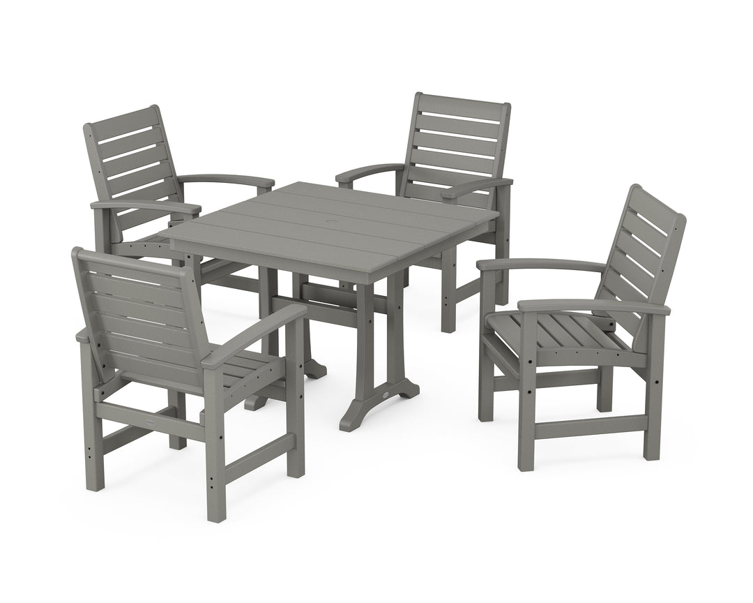 POLYWOOD® Signature 5-Piece Farmhouse Dining Set With Trestle Legs