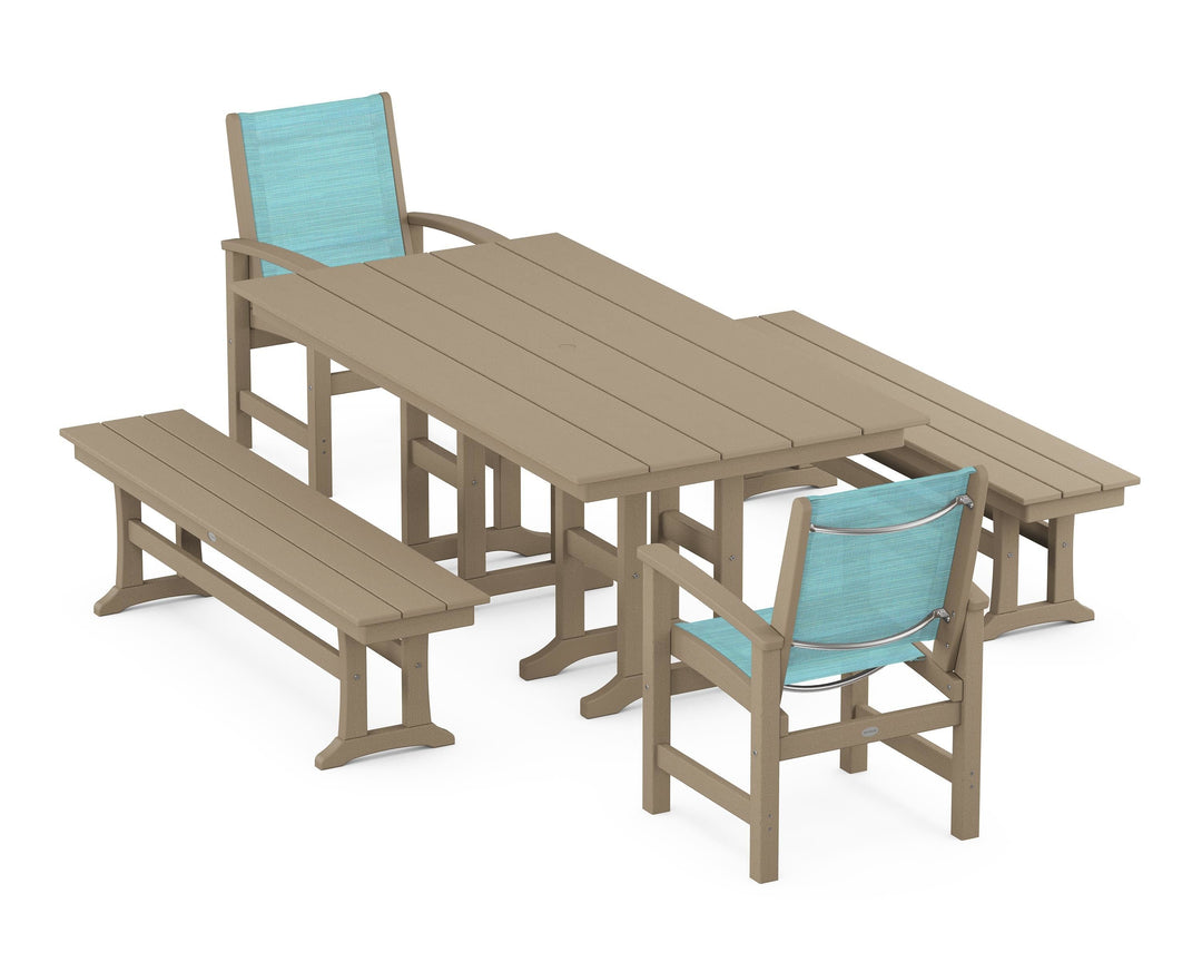 POLYWOOD® Coastal 5-Piece Farmhouse Dining Set