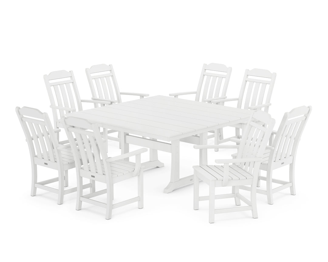 Country Living Cottage 9-Piece Square Farmhouse Dining Set with Trestle Legs
