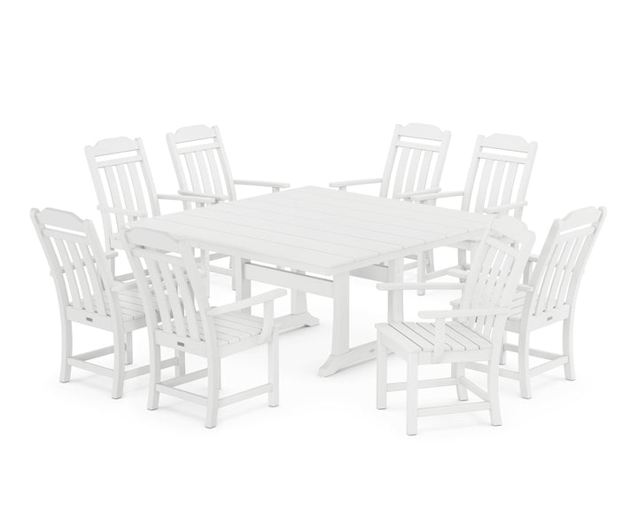 Country Living Cottage 9-Piece Square Farmhouse Dining Set with Trestle Legs
