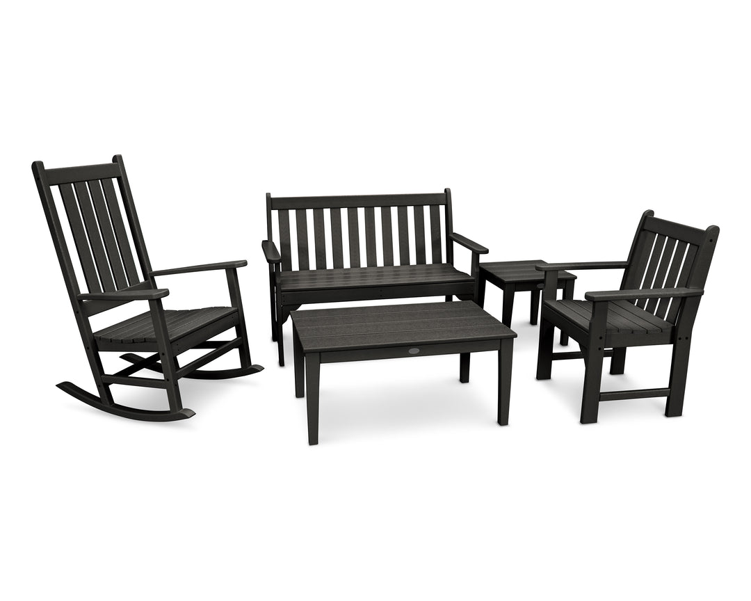 POLYWOOD® Vineyard 5-Piece Bench & Rocking Chair Set