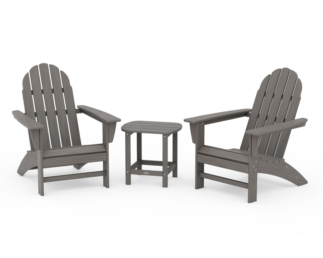 POLYWOOD® Vineyard 3-Piece Adirondack Set with South Beach 18" Side Table
