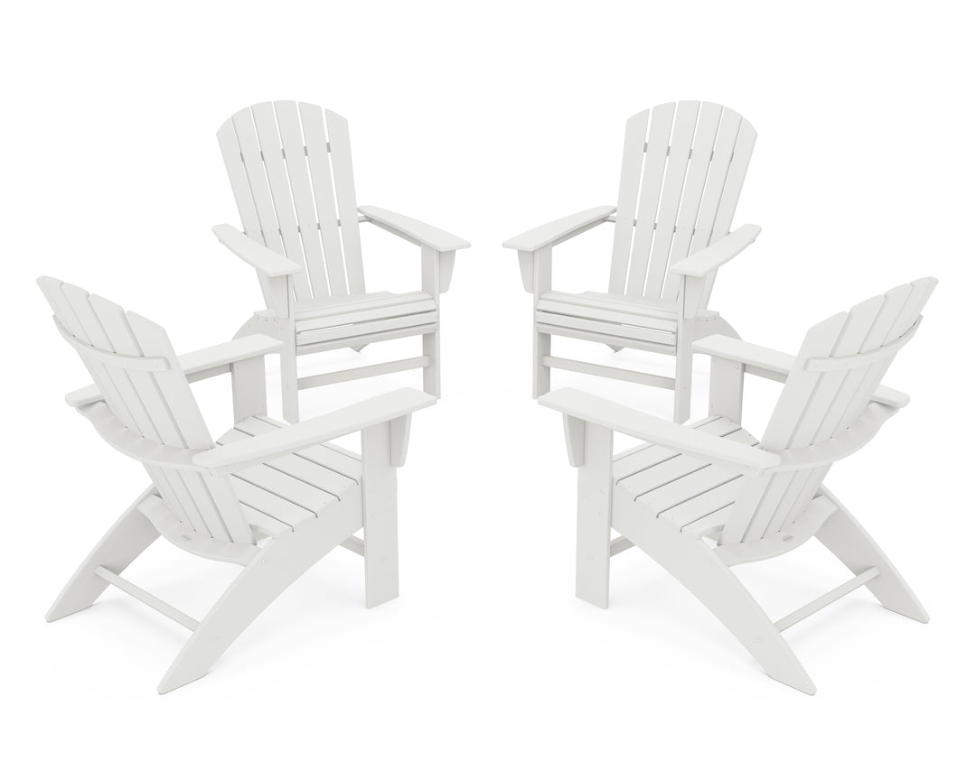 POLYWOOD® 4-Piece Nautical Curveback Adirondack Chair Conversation Set
