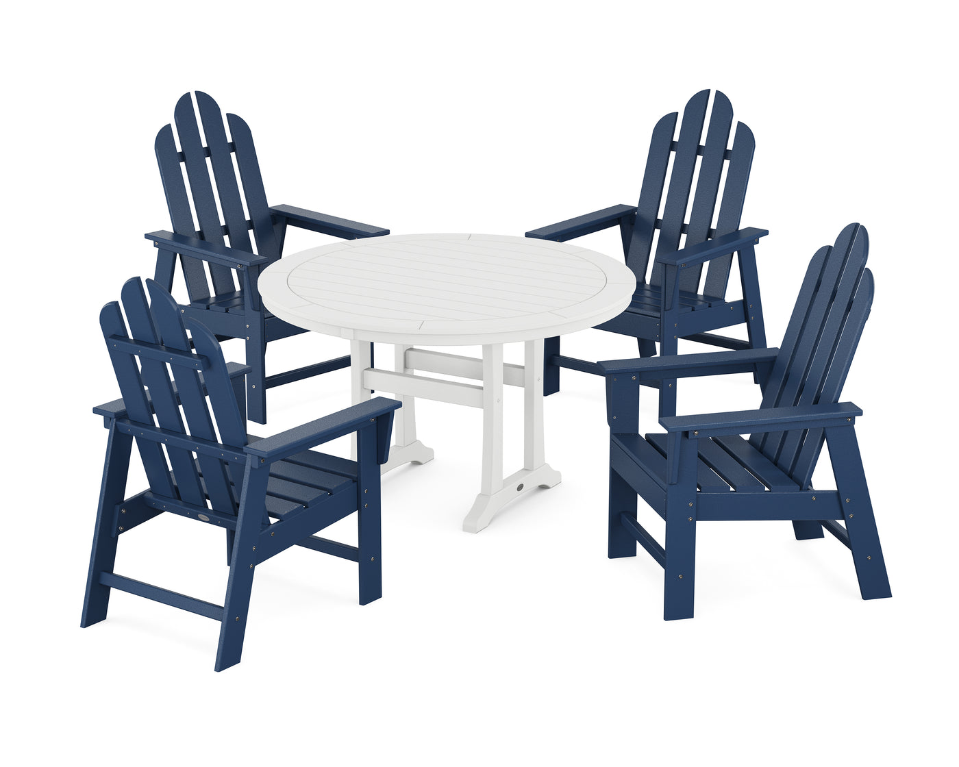 Long Island 5-Piece Round Dining Set with Trestle Legs