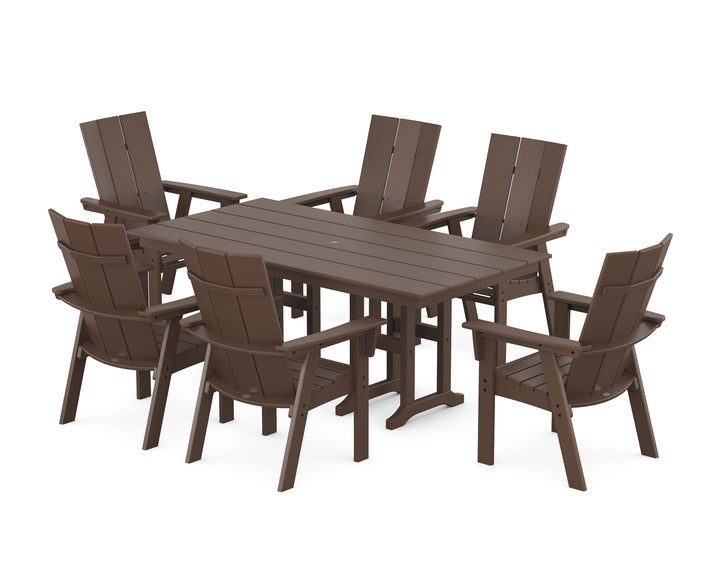 POLYWOOD® Modern Curveback Adirondack 7-Piece Farmhouse Dining Set