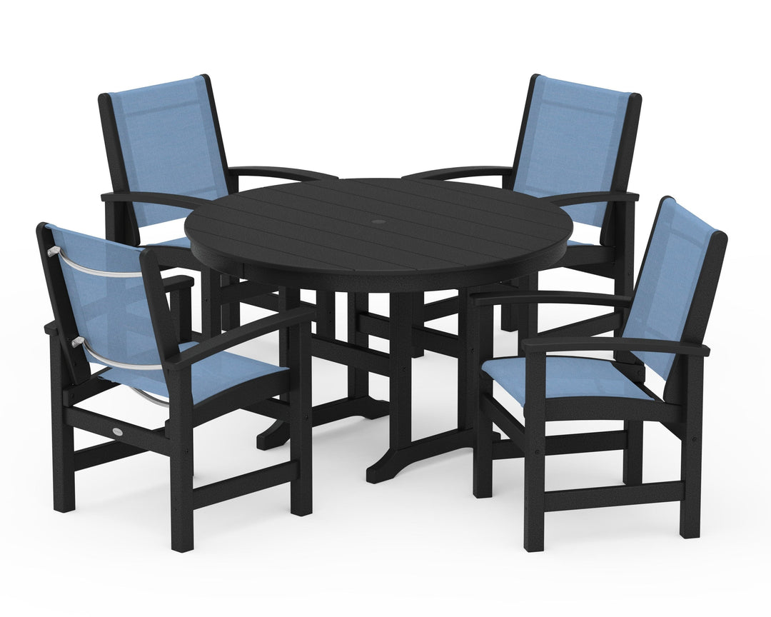 POLYWOOD® Coastal 5-Piece Round Farmhouse Dining Set
