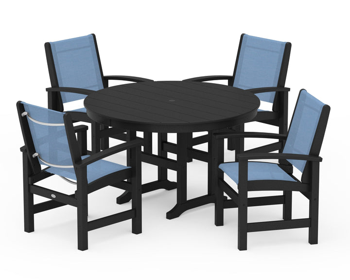 POLYWOOD® Coastal 5-Piece Round Farmhouse Dining Set