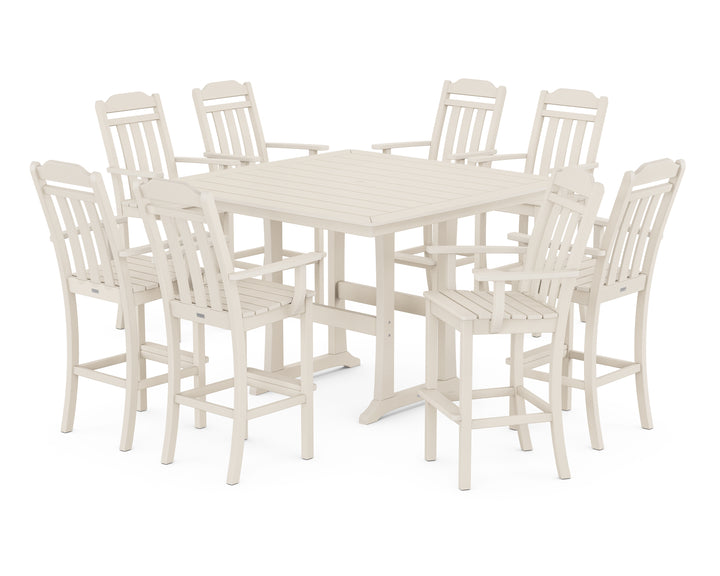 Country Living Cottage 9-Piece Bar Set with Trestle Legs