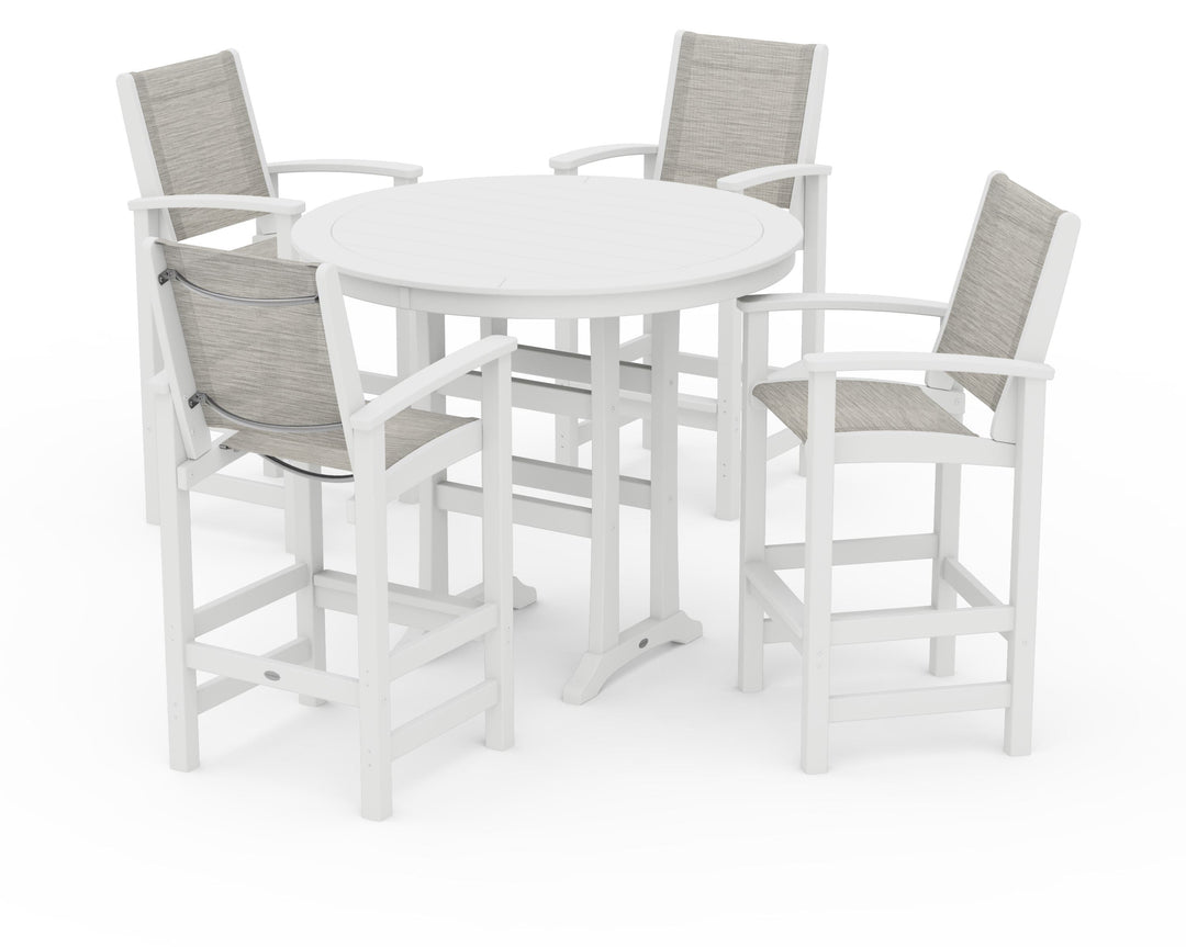 POLYWOOD® Coastal 5-Piece Nautical Trestle Bar Set