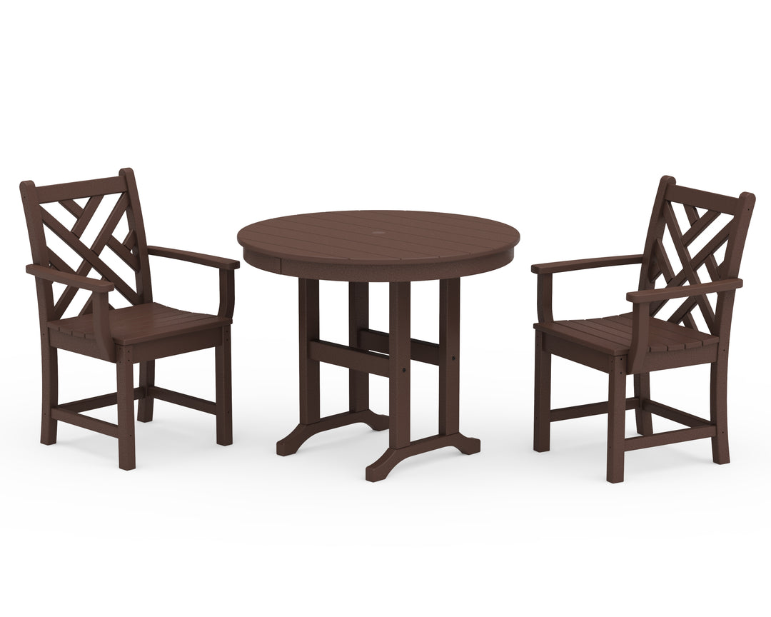 POLYWOOD® Chippendale 3-Piece Round Dining Set