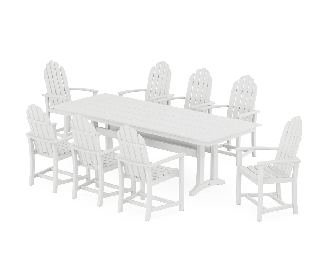 POLYWOOD® Classic Adirondack 9-Piece Farmhouse Dining Set with Trestle Legs
