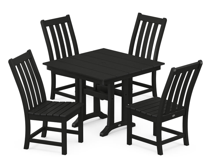 POLYWOOD® Vineyard 5-Piece Farmhouse Trestle Side Chair Dining Set