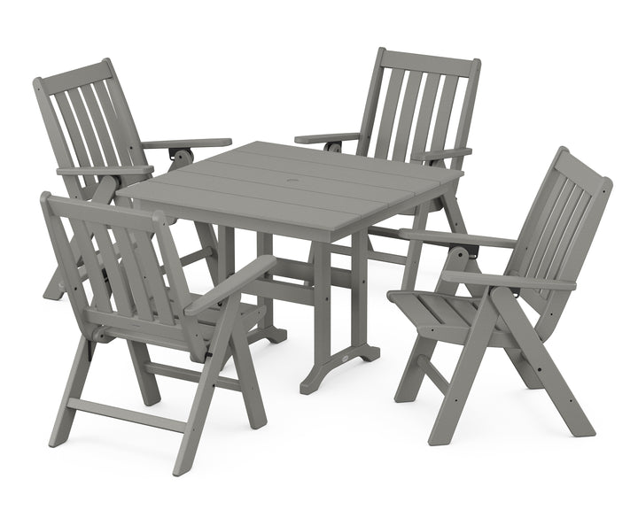 POLYWOOD® Vineyard Folding Chair 5-Piece Farmhouse Dining Set