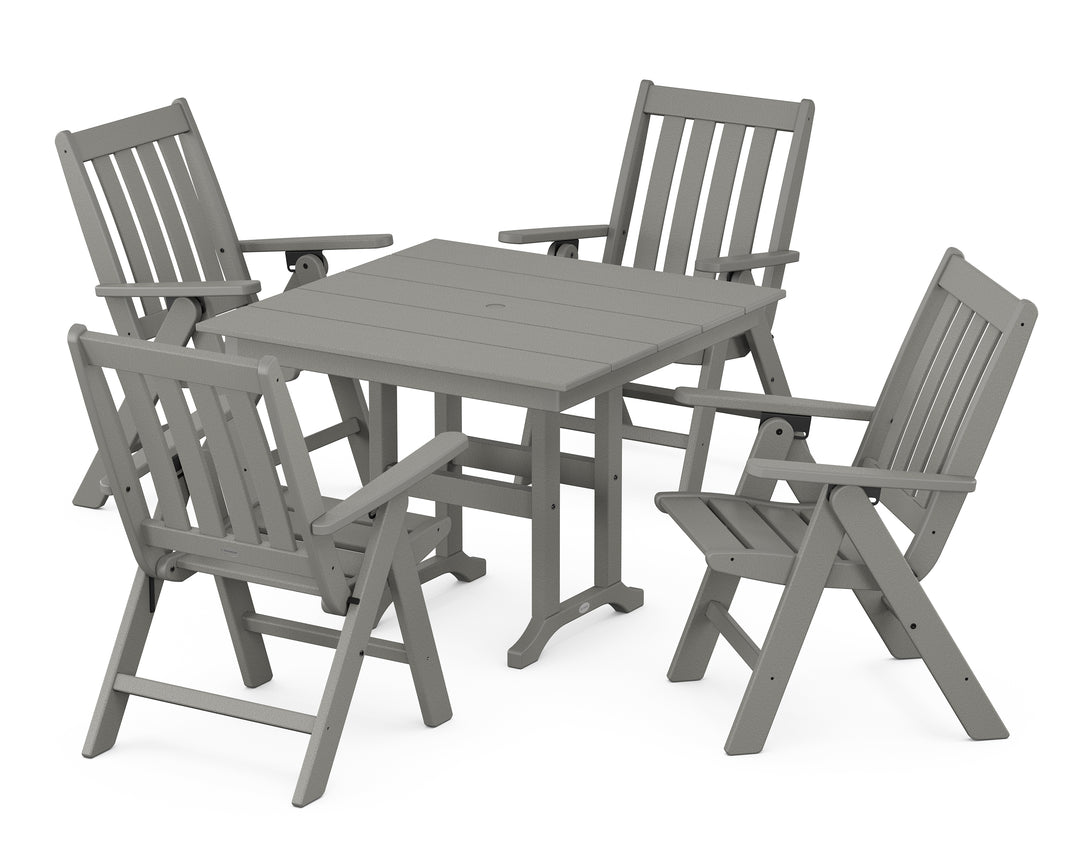 POLYWOOD® Vineyard Folding Chair 5-Piece Farmhouse Dining Set