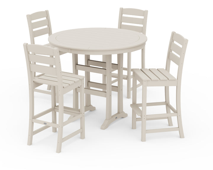 POLYWOOD® Lakeside 5-Piece Round Farmhouse Side Chair Bar Set