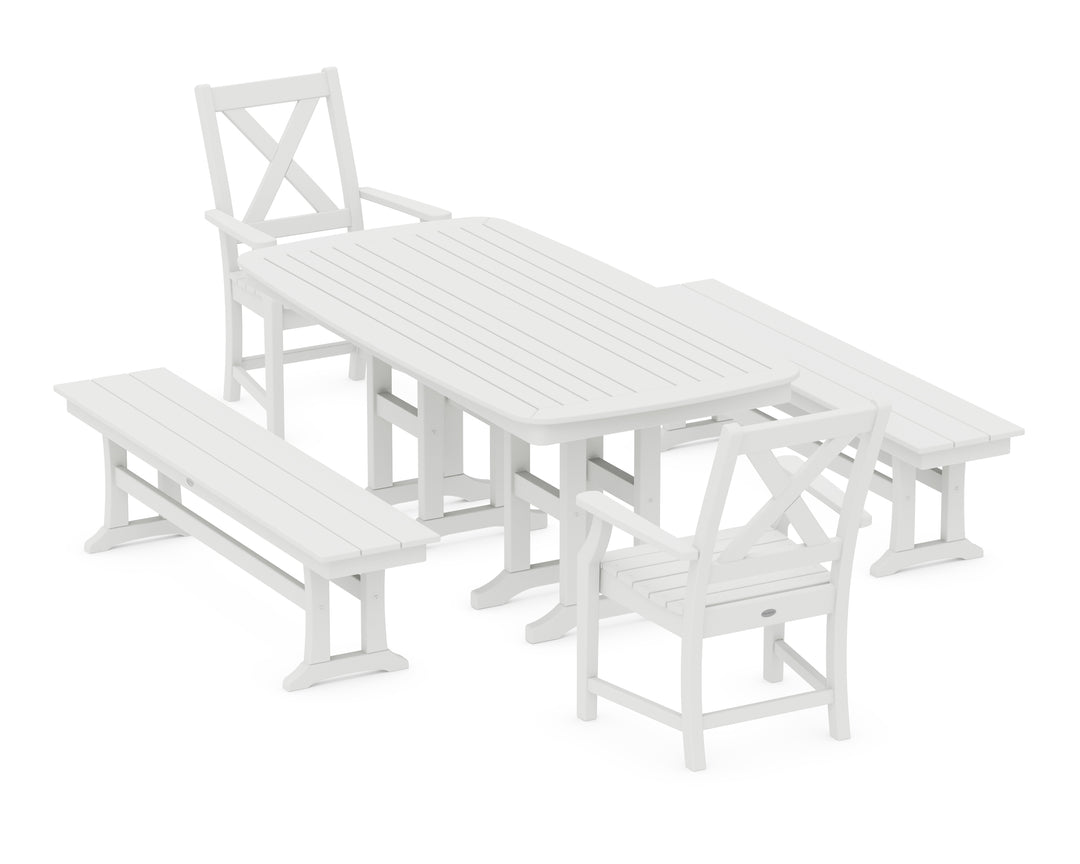 POLYWOOD® Braxton 5-Piece Dining Set with Benches