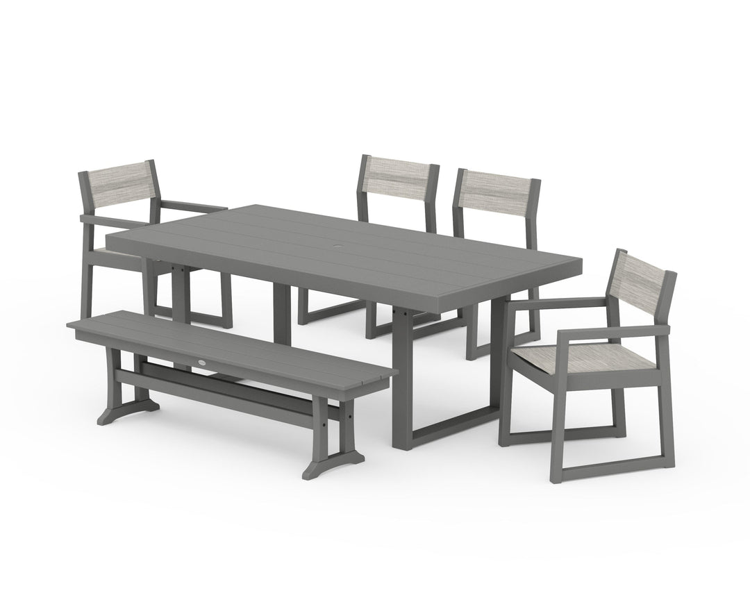 POLYWOOD® EDGE Sling 6-Piece Dining Set with Bench