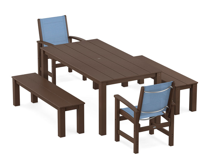 POLYWOOD® Coastal 5-Piece Parsons Dining Set with Benches