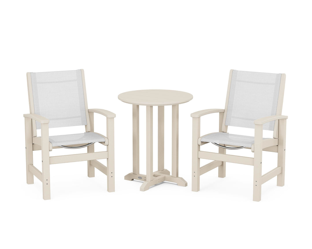 POLYWOOD® Coastal 3-Piece Round Bistro Dining Set