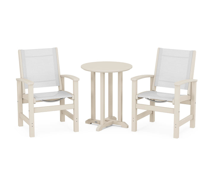POLYWOOD® Coastal 3-Piece Round Bistro Dining Set