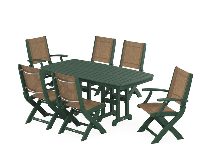 POLYWOOD® Coastal Folding Chair 7-Piece Dining Set