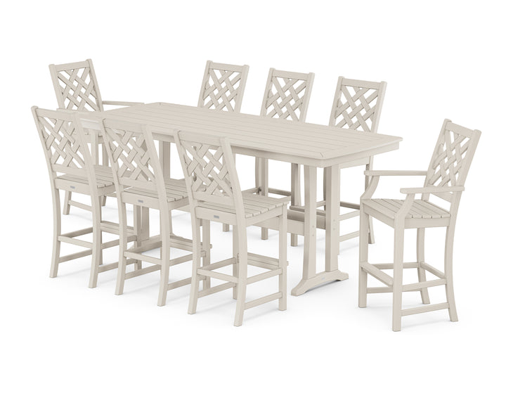 Country Living Wovendale 9-Piece Bar Set with Trestle Legs