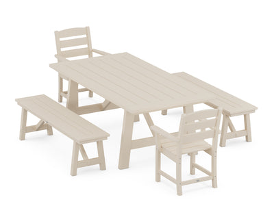 Lakeside 5-Piece Rustic Farmhouse Dining Set With Benches