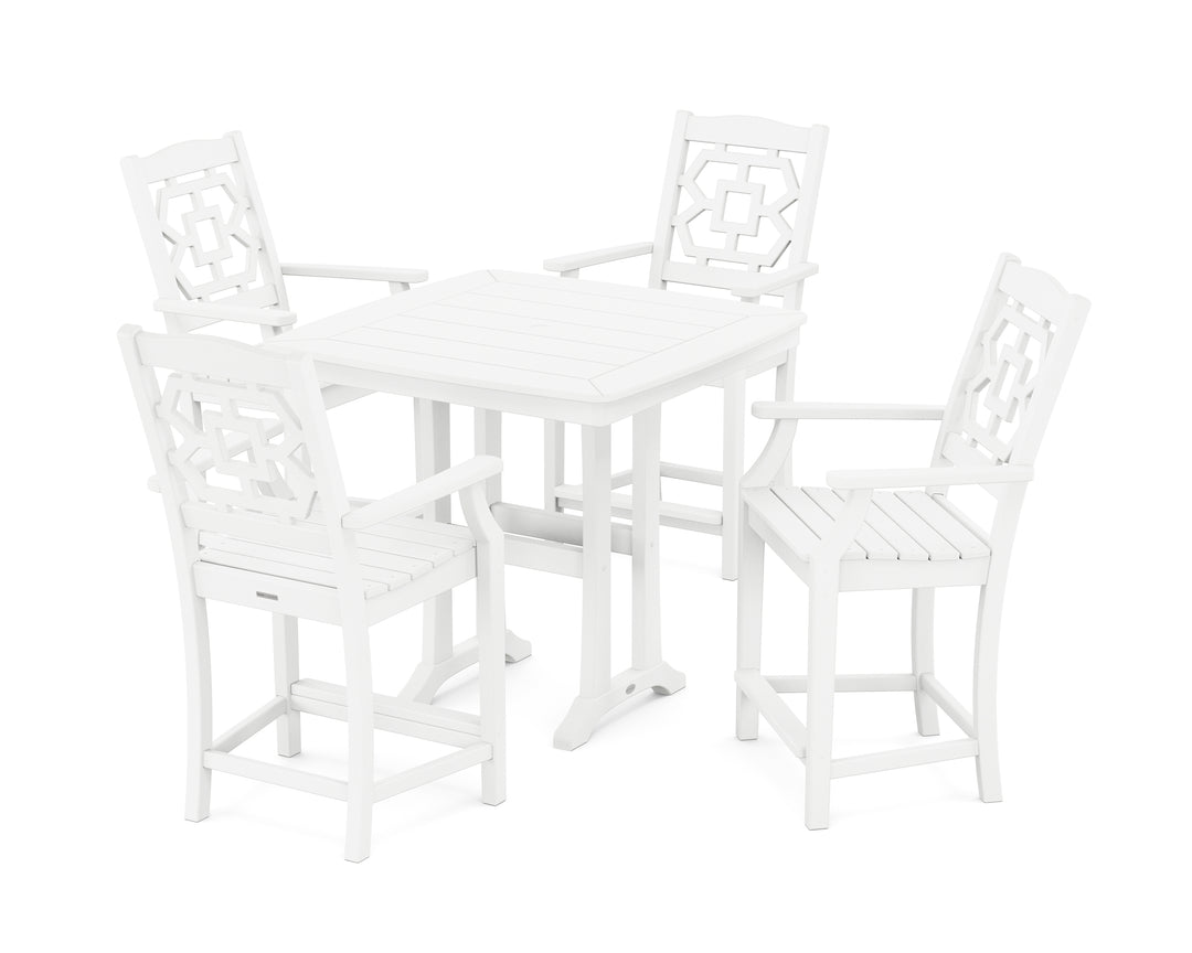 Martha Stewart by POLYWOOD® Chinoiserie 5-Piece Counter Set with Trestle Legs